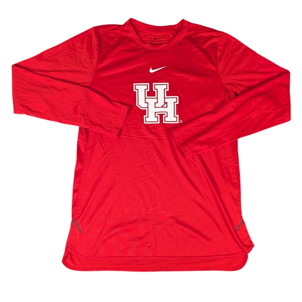 Nike Houston Cougars Long Sleeve Dri-FIT Shirt Mens Red UH NCAA Athletic Top